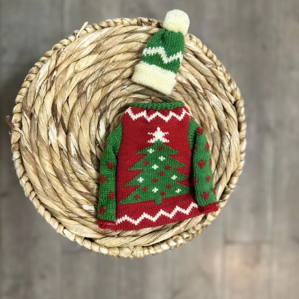 Acrylic Knitted Christmas Wine Bottle Cover & Hat Cork Cover Festive Gift